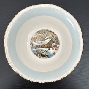 Currier & Ives by Homer Laughlin Vintage 8.75” Round Vegetable Serving Bowl
